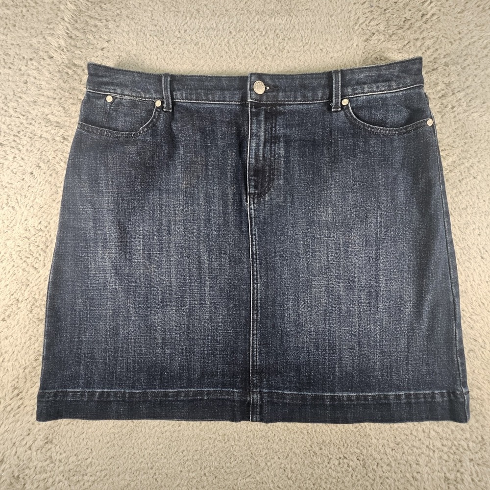 Talbots Skirt‎ 16 Petite Denim Mini Pockets Casual Preppy Beachy Boho Officecore